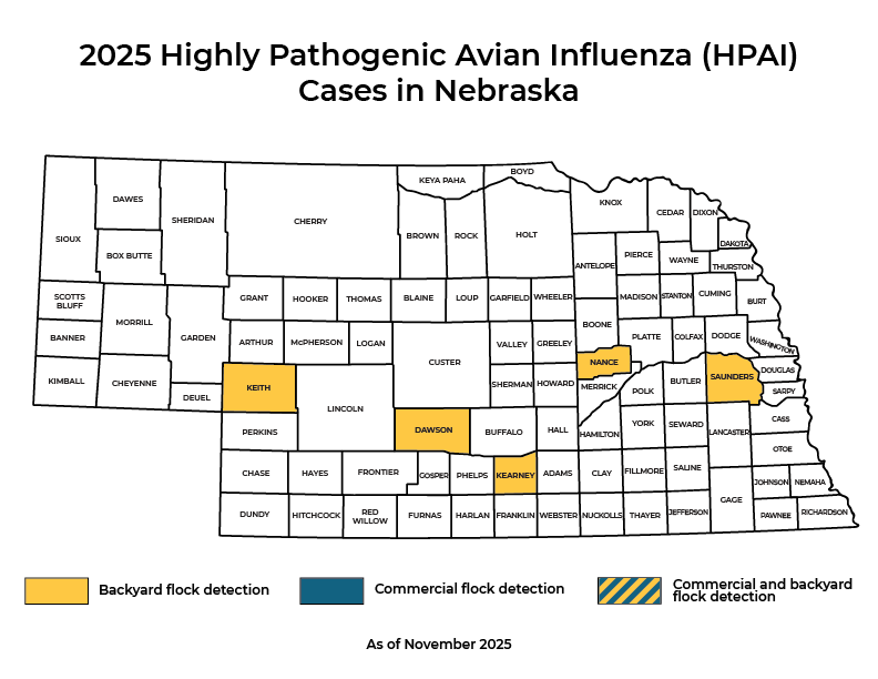 2025 Highly Pathogenic Avian Influenza (HPAI) Cases in NE