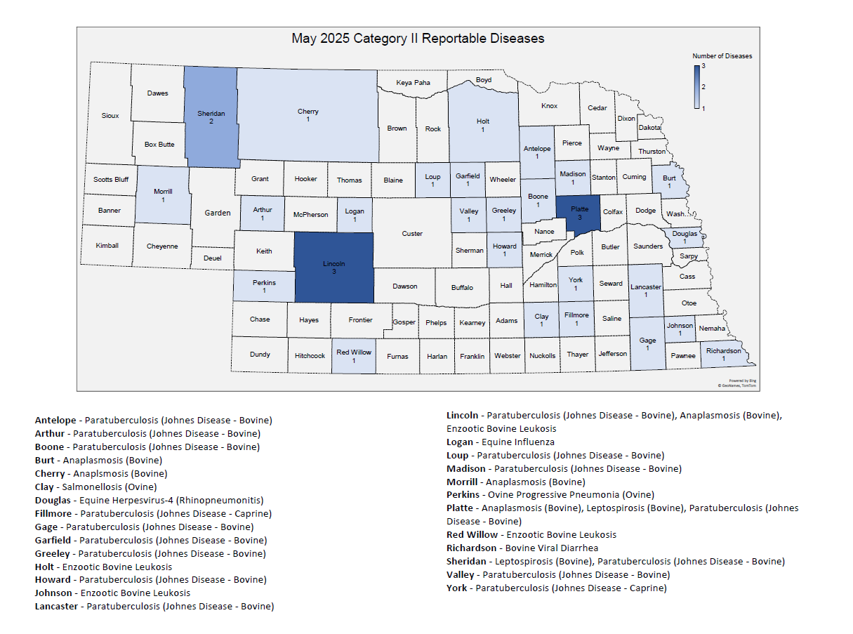 Nebraska May 2025 Reportable Diseases